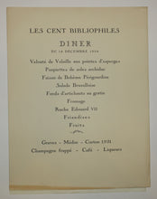 Charger l'image dans la galerie, Menu pour les Cent Bibliophiles, Dîner du 18 décembre