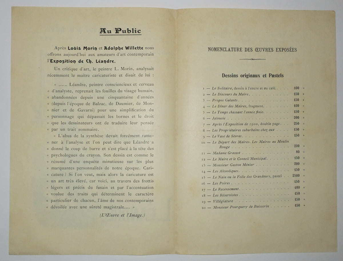 Troisième Exposition (Octobre 1902), Dessins de Léandre, à la Librairie P. Sevin & E. Rey
