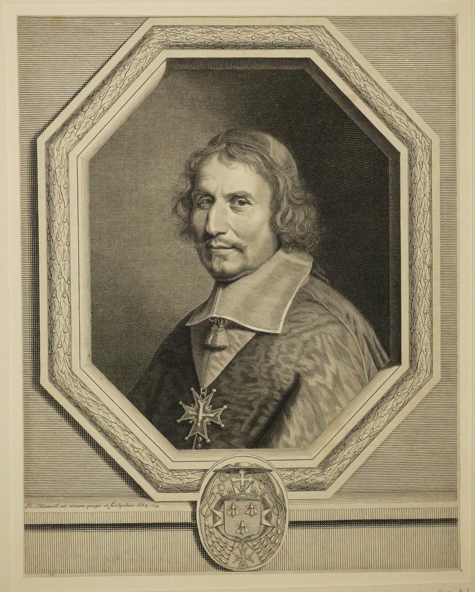 Portrait d'Antoine Barberin, Cardinal, Archevêque de Reims, tourné à gauche et décoré de la croix du Saint-Esprit(1608-1671).