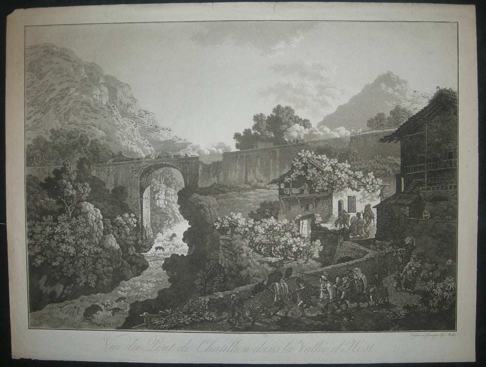 Vue du Pont de Chatillon dans la Vallée d'Host (Aoste).