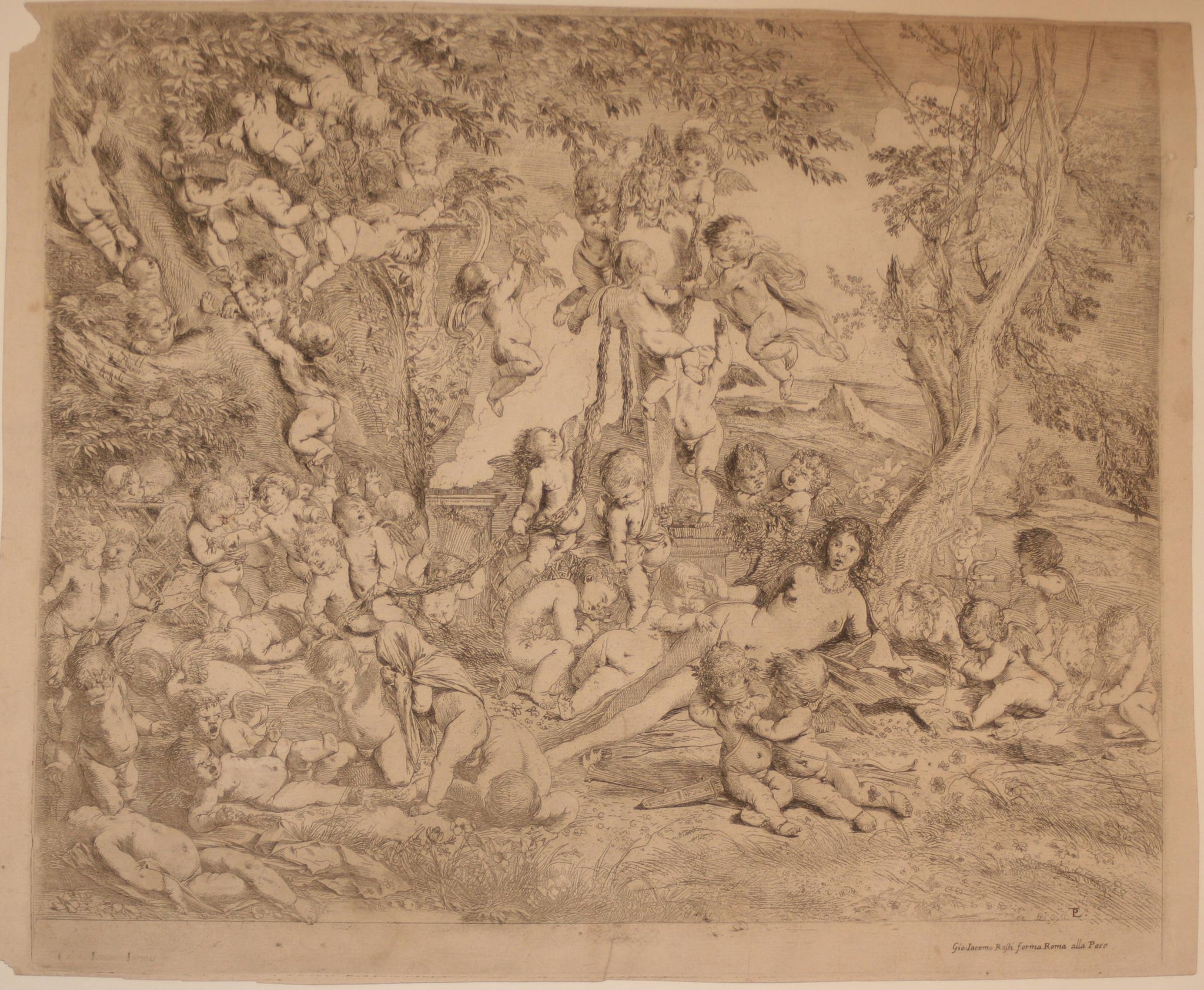 Vénus couchée dans un jardin, entourée d'Amours.