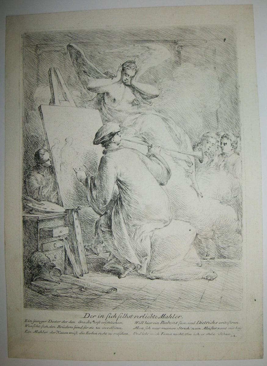 Caricature allemande, Der in sich selbst verliebte Mahler (Peintre et sa renomée).