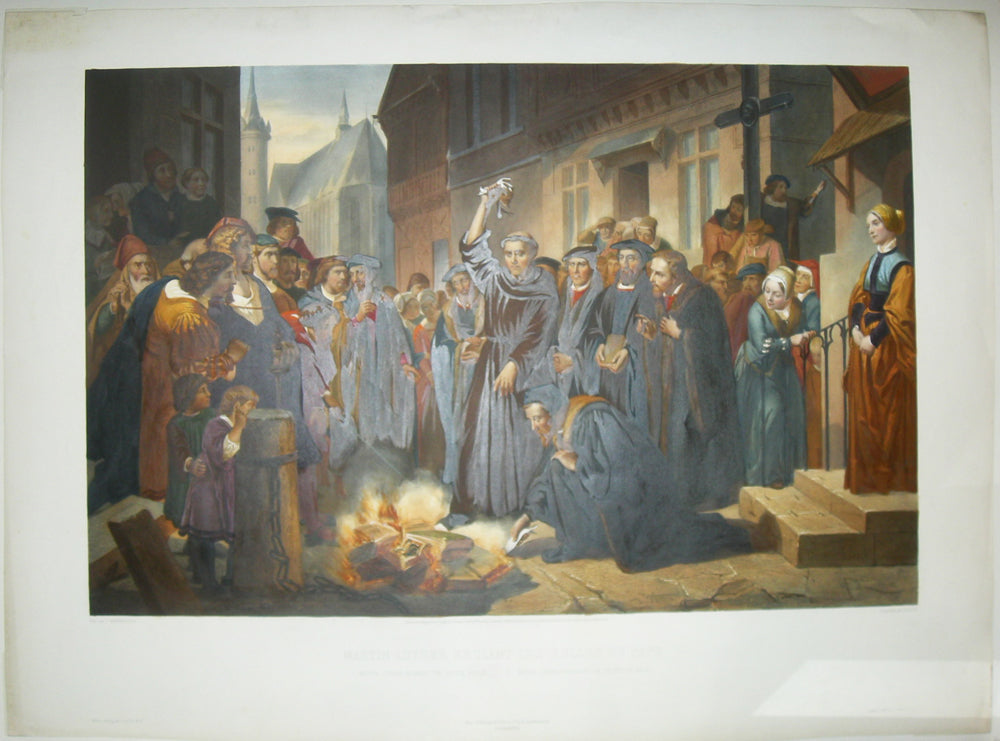 Martin Luther brûlant les bulles du Pape.