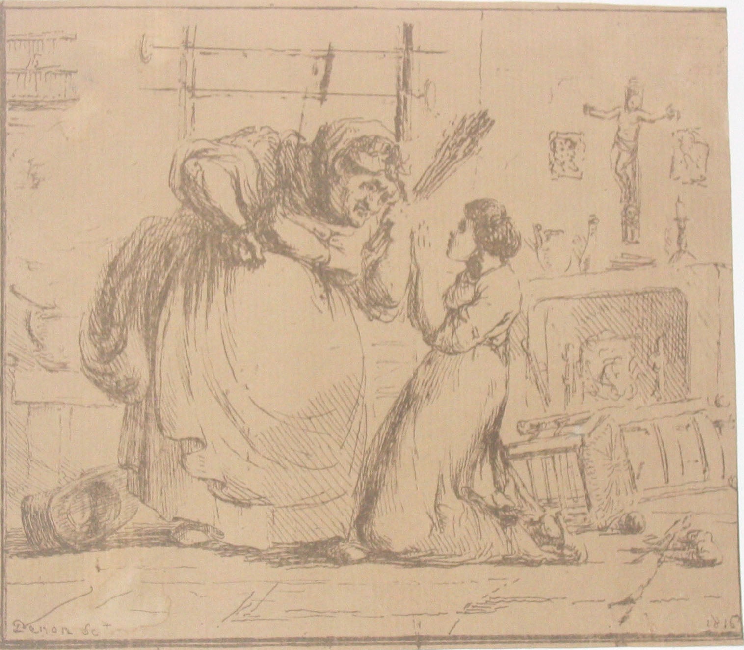 Mère battant sa fille.