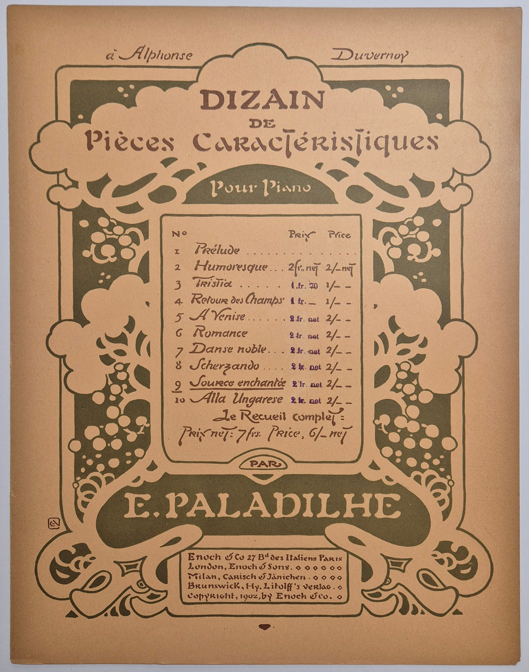 Dizain de pièces caractéristiques (Source enchantée)