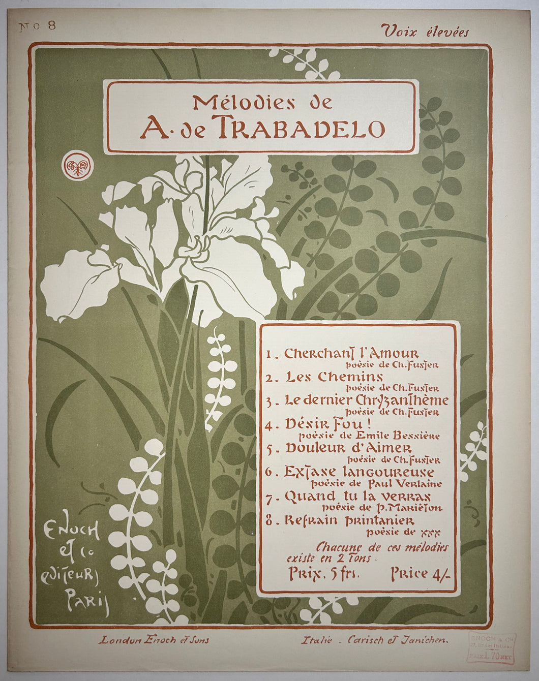 Mélodies (n°8 : Refrain printanier).