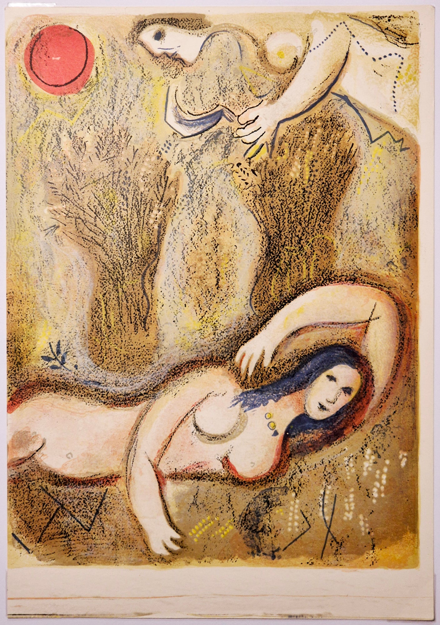 Marc CHAGALL - Booz se réveille et voit Ruth. 1960. Lithographie originale, imprimée en couleurs. 