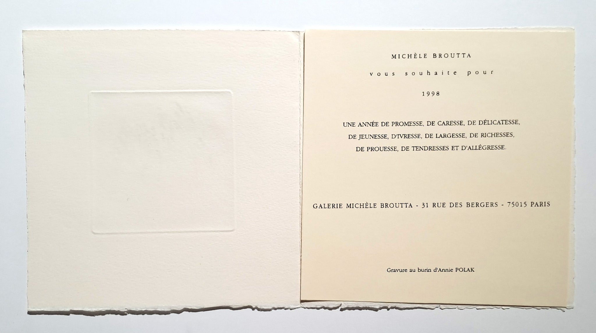 [Carte de vœux]. 1998.