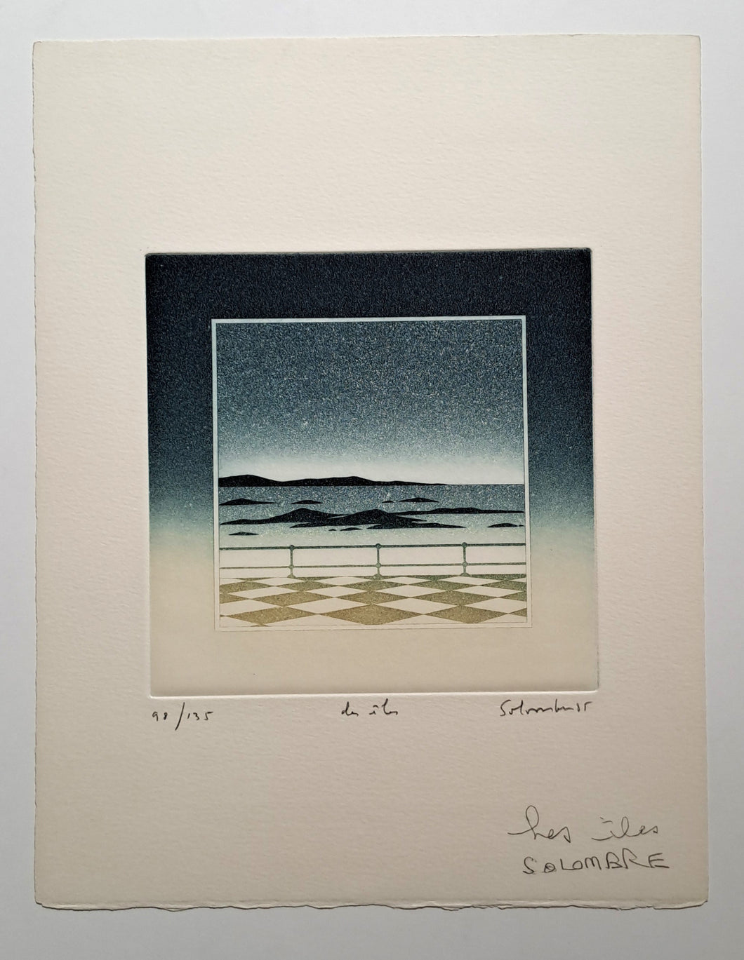 SOLOMBRE Jean. Les îles. Gravure signée.