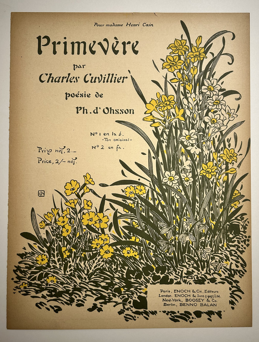 Primevère. Poésie de Ph. d'Ohsson.