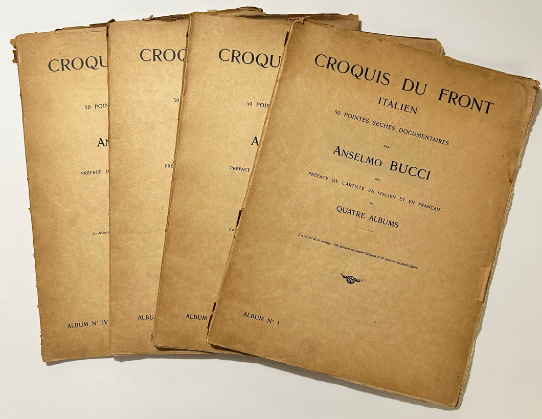 Croquis du front italien, 50 pointes sèches documentaires par Anselmo Bucci.