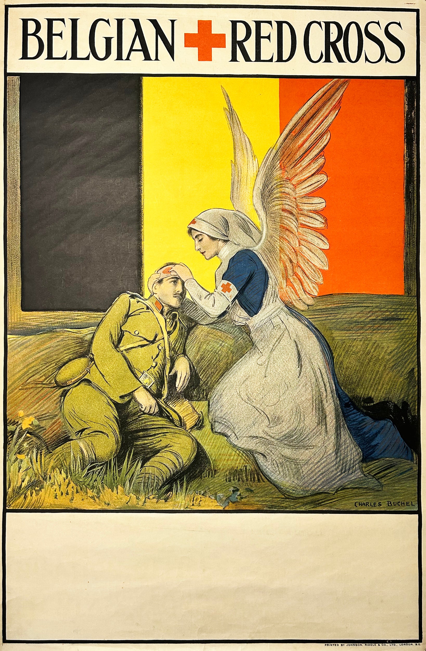 L'Ange de la Croix-Rouge au chevet d'un soldat blessé. 1915.