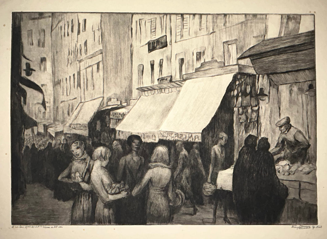 Le Marché (Rue de Montmartre, à Paris).   1938.