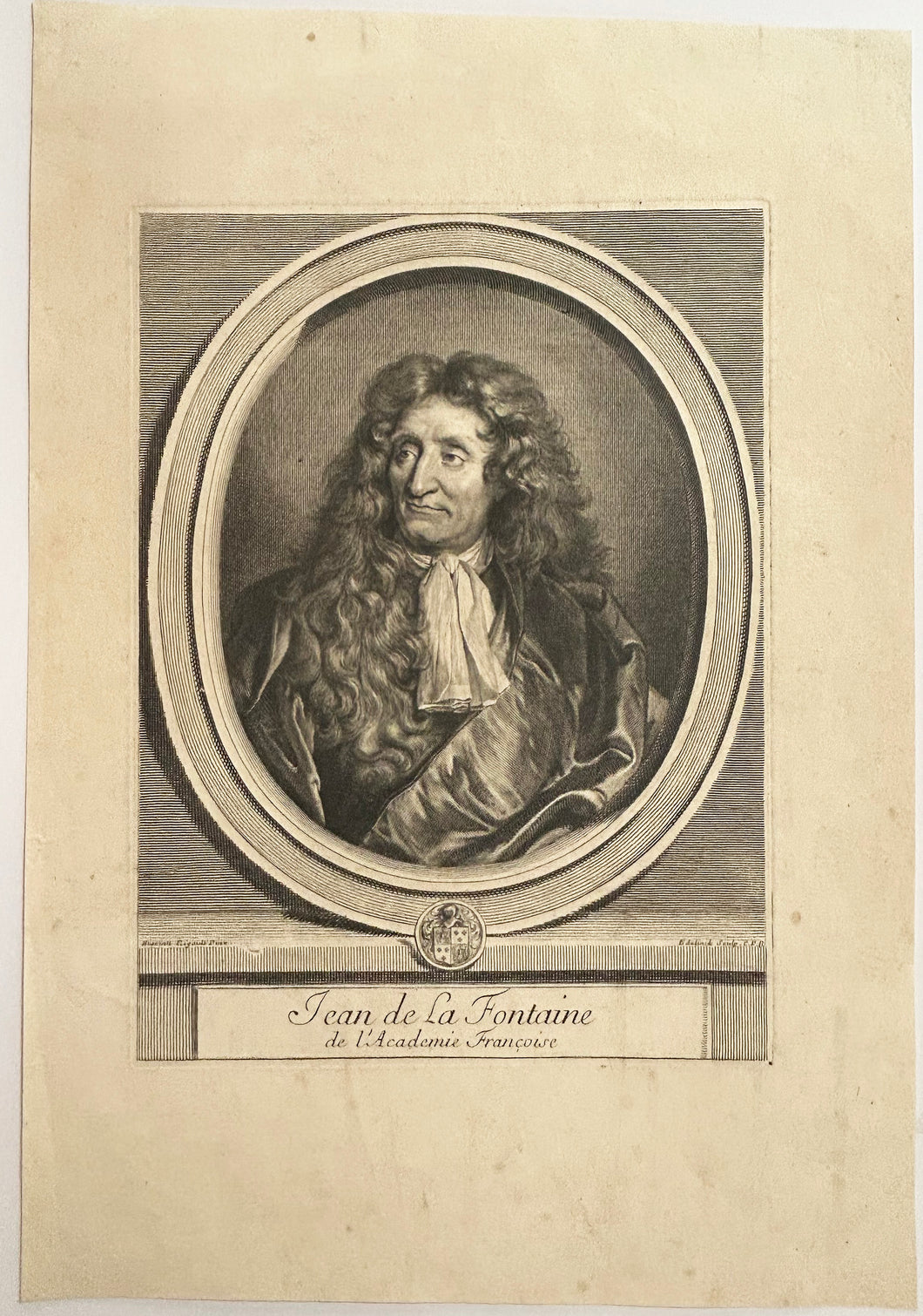 Portrait de Jean de la Fontaine de l'Académie Française (Château-Thierry 1621 † Paris 1695).  1696.