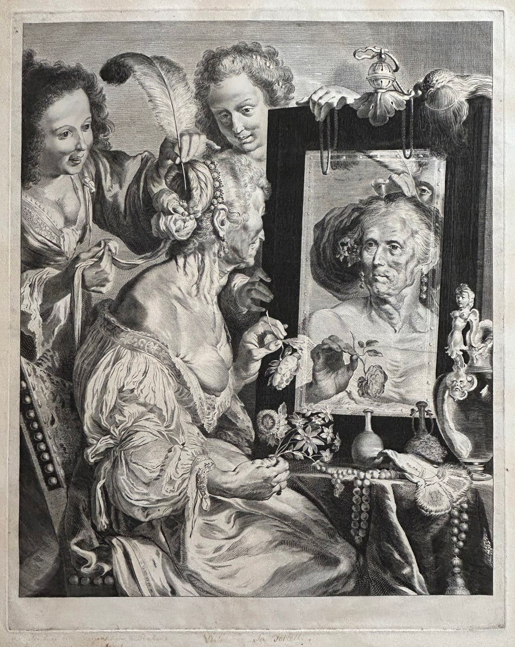 Vieille à sa toilette (Vanité).  c.1660.