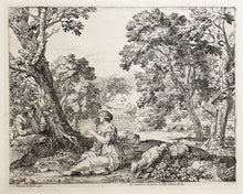 Charger l&#39;image dans la galerie, Femme assise, jouant du tambour de basque, et un berger.

