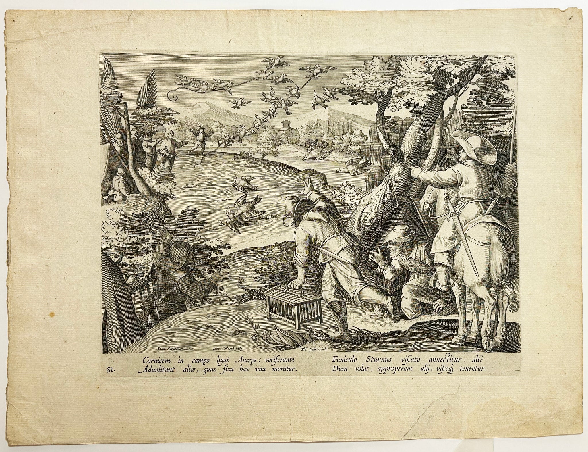 [Fauconniers à la chasse aux oiseaux]. c.1596.