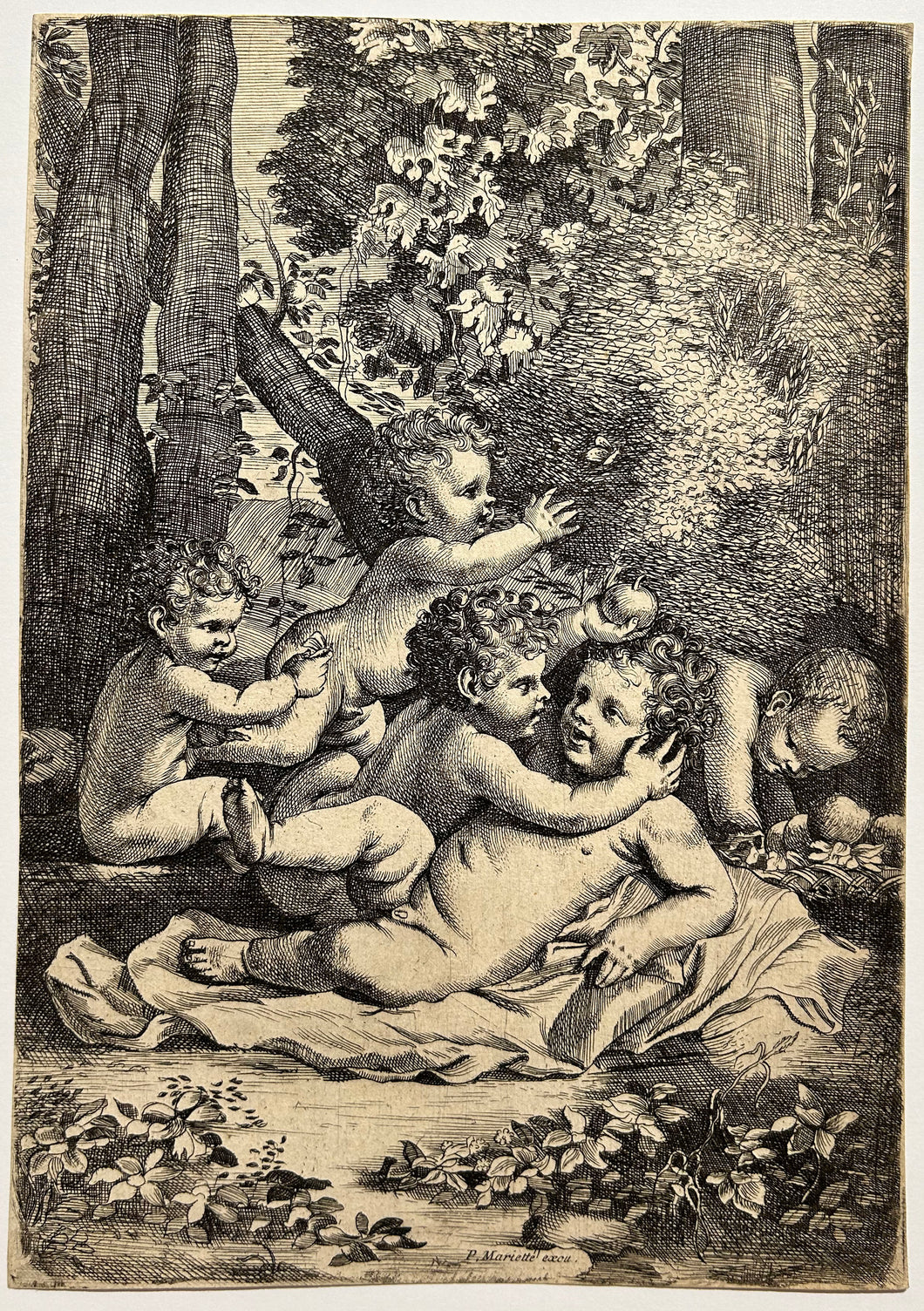 [Cinq putti jouant dans une clairière].