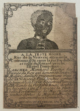 Charger l&#39;image dans la galerie, Carte de visite de Larcher, marchand papetier du roi, A la tête noire, rue de la Verrerie. 1756.
