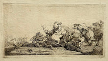 Charger l&#39;image dans la galerie, Bataille avec un cavalier renversé de son cheval qui se cabre. 1779.
