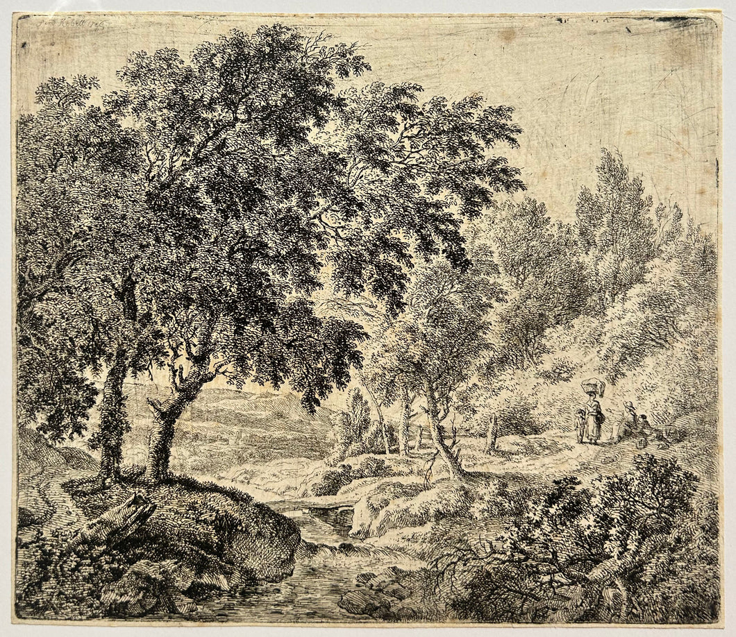 Deux arbres au bord d'un ruisseau. 1786.