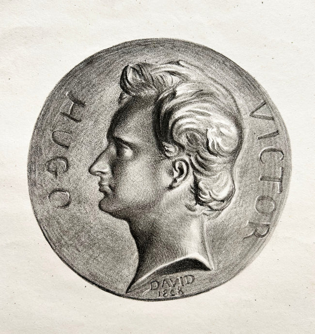 D'ANGERS Pierre-Jean David (d'après). Portrait de jeunesse de Victor Hugo (1802–1885), poète et romancier français. c.1830. Lithographie. 
