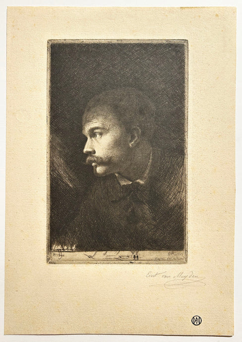 VAN MUYDEN Autoportrait aux pointes de graveur. 1890. Eau-forte. 