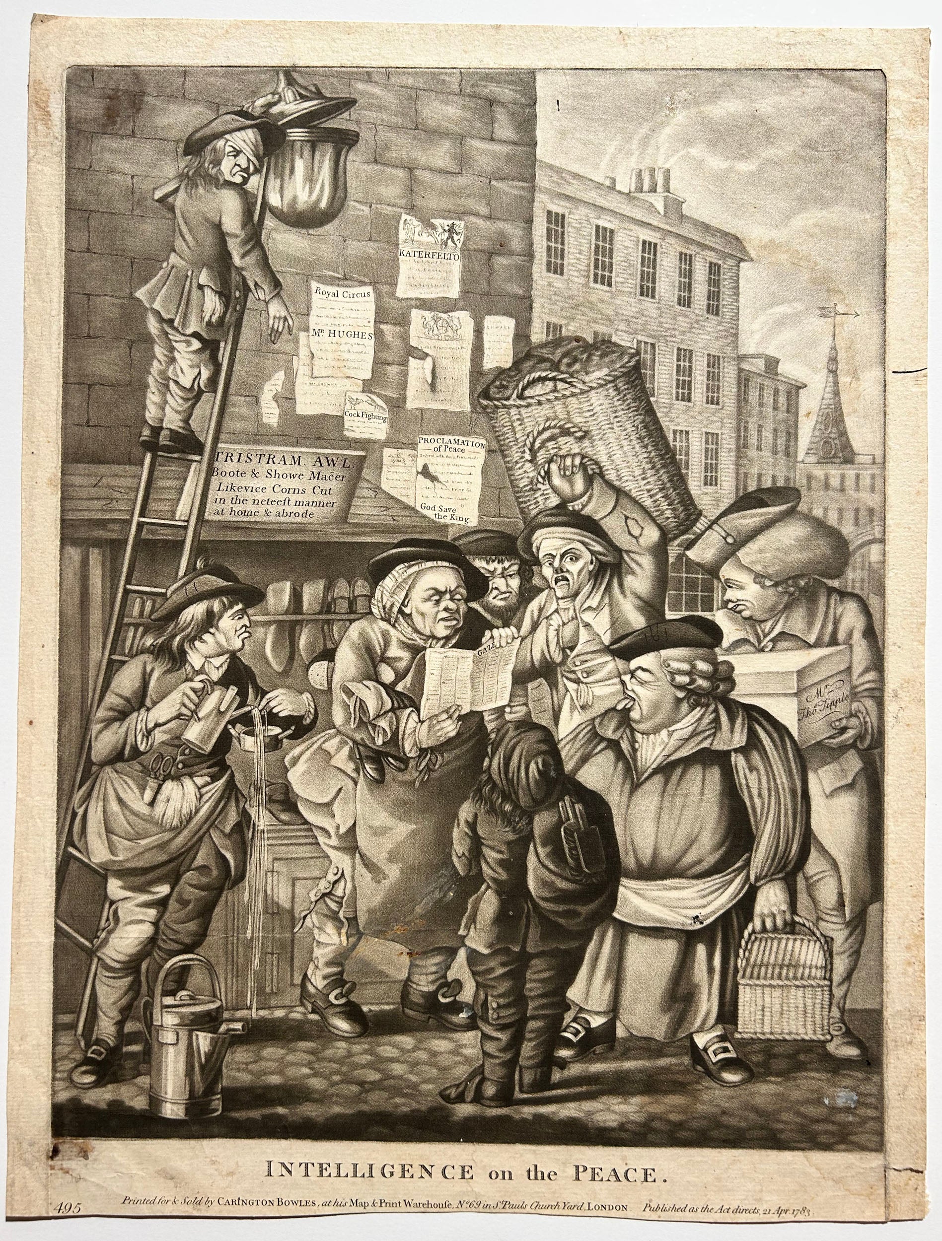 Robert DIGHTON (d'après). Intelligence on the peace.  1783. Manière noire. 