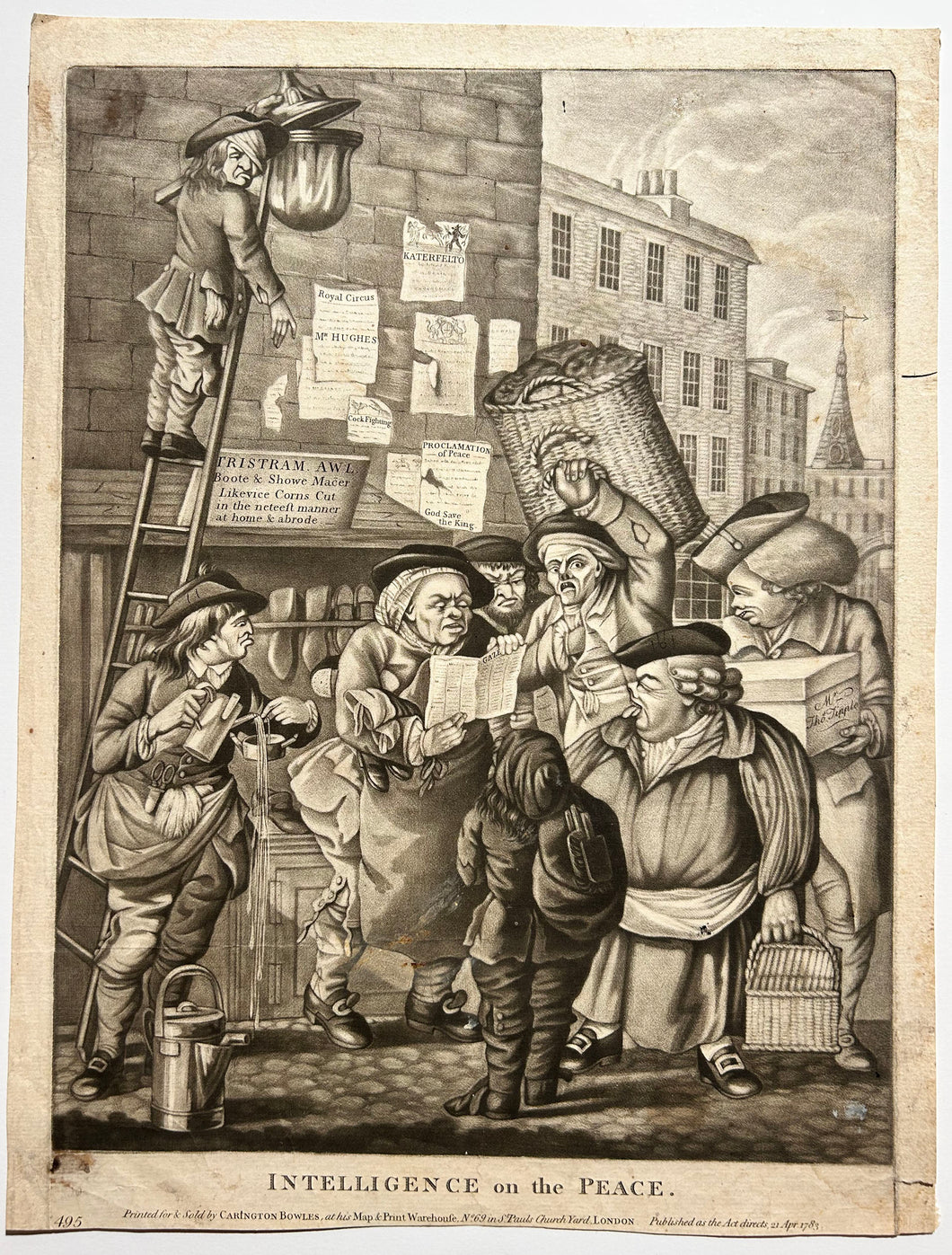 Robert DIGHTON (d'après). Intelligence on the peace.  1783. Manière noire. 