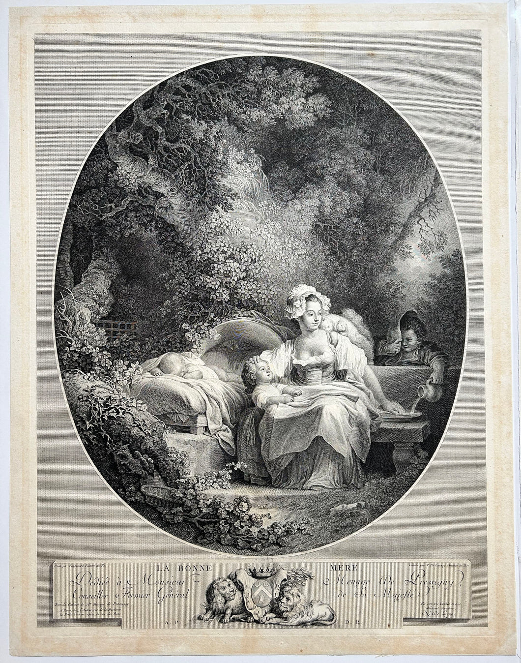 D'après Jean Honoré FRAGONNARD. La bonne mère. Gravure. 
