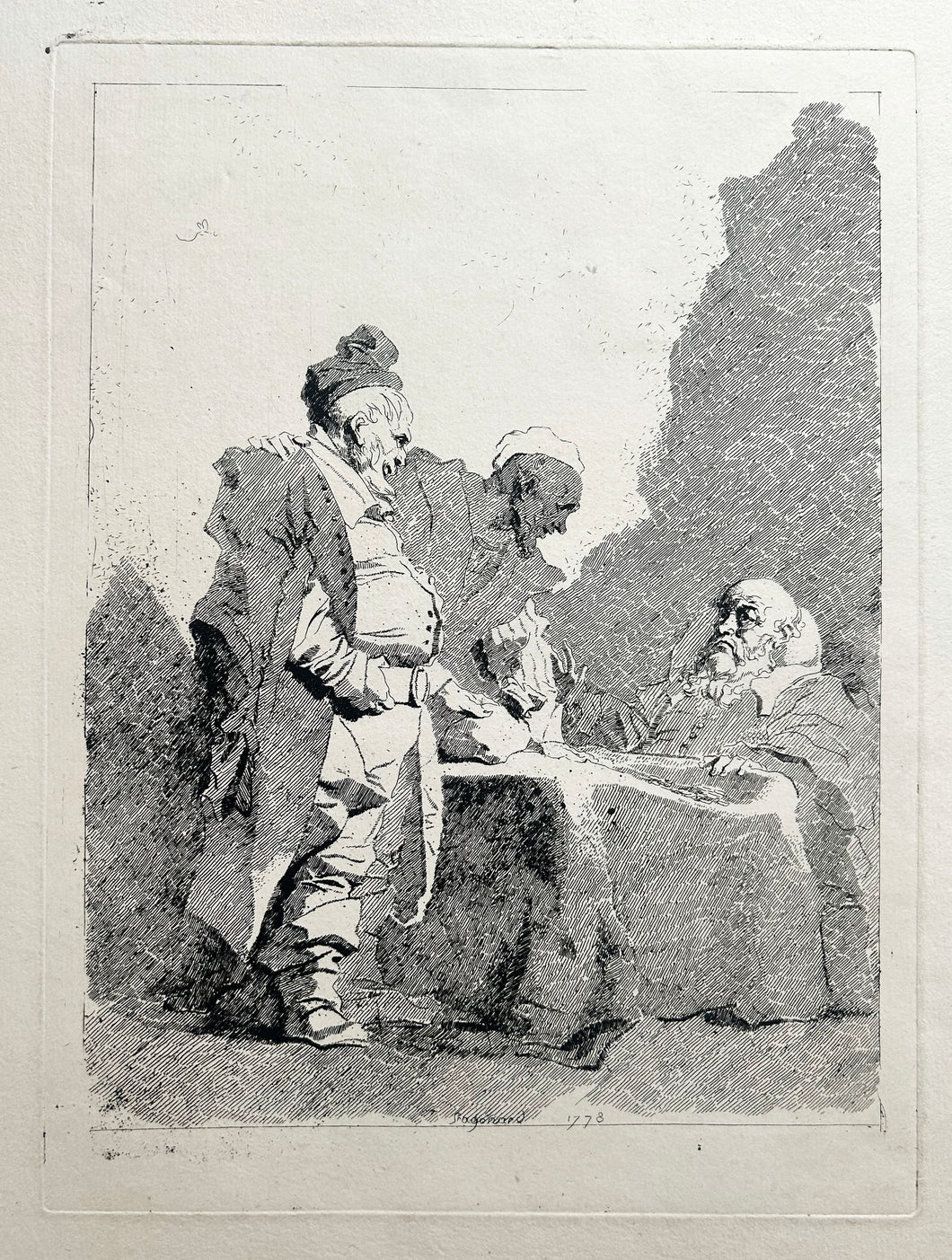 Jean Honoré Fragonnard. Les Traitants. Eau-forte originale. 