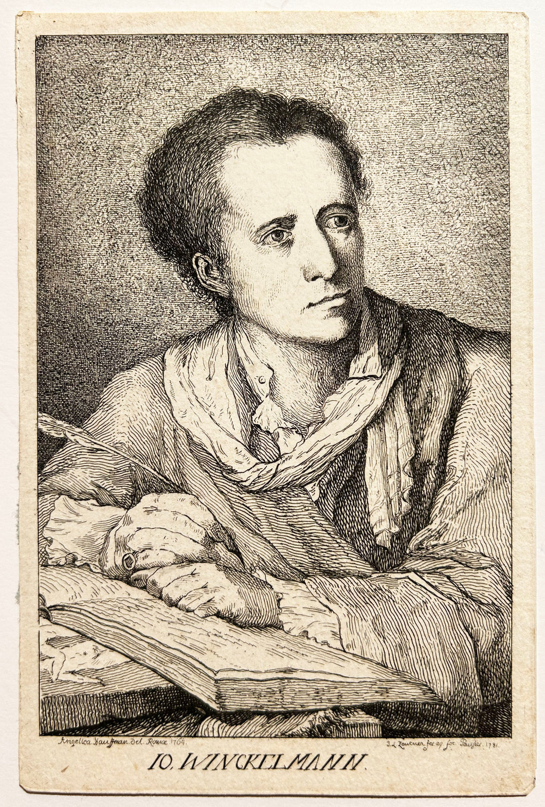 D'après Angelica KAUFFMAN Portrait de Johann Joachim Winckelmann. Eau-forte.