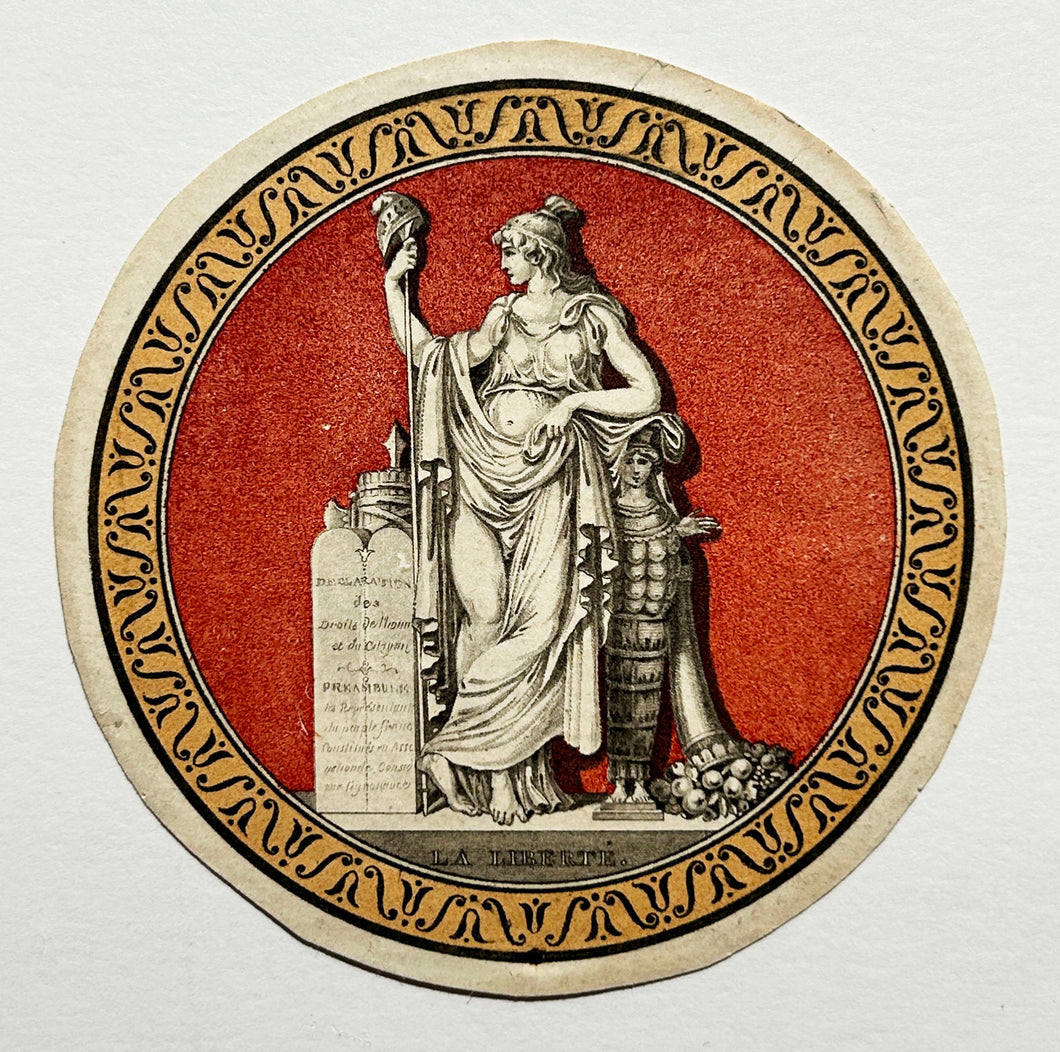 La Liberté (Figure allégorique de la Liberté).   Après 1790. Gravure anonyme en couleurs. 