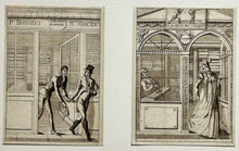 Charger l&#39;image dans la galerie, Les deux époques: &quot;Les premières années d&#39;un Marchand&quot; &amp; &quot;Le boutiquier enrichi&quot;.  1815. Eaux-fortes et aquatintes gravées par un anonyme.

