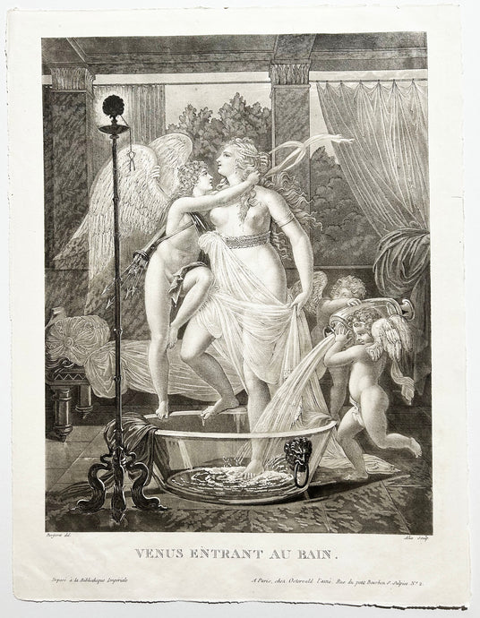 Pierre Michel ALIX Vénus entrant au bain.  1807. Gravure à l'aquatinte et au pointillé d'après Bergeret. 