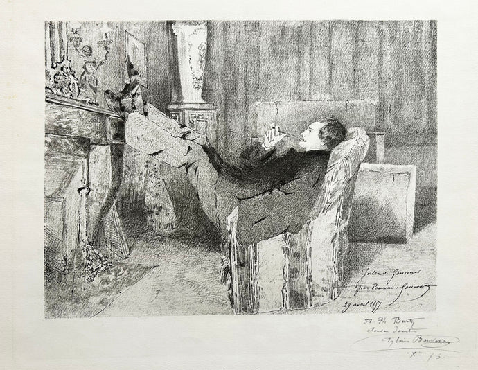 BOUVENNE Jules de Goncourt.  1874-1876. Lithographie d'après Edmond de Goncourt. 