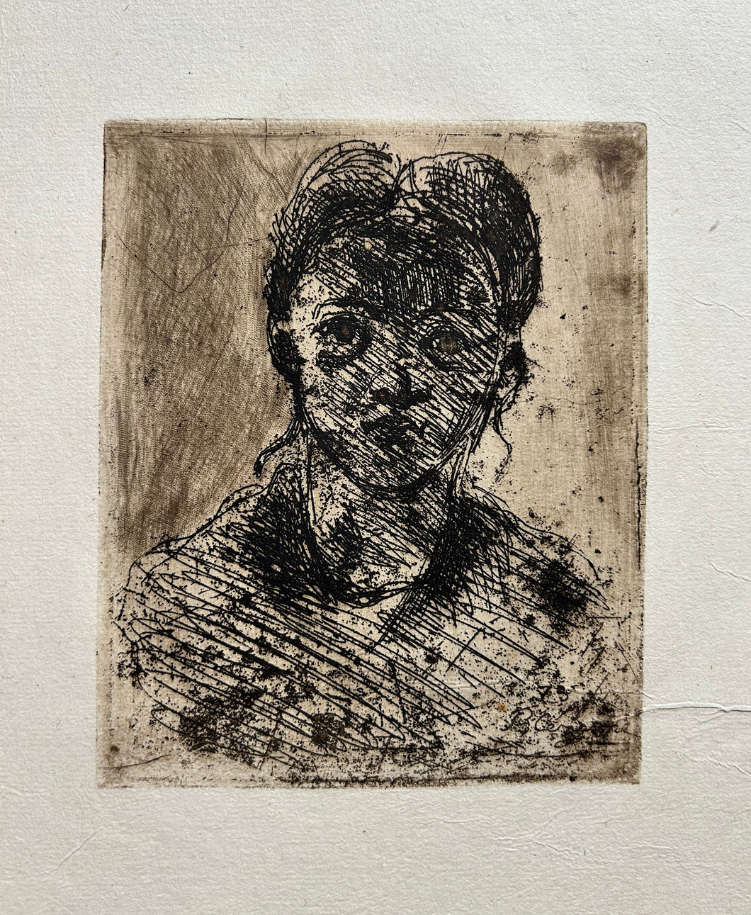 CEZANNE Tête de jeune fille.  1873. Gravure originale. 