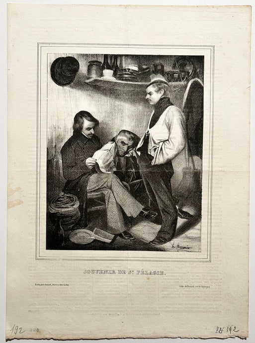 Honoré DAUMIER Souvenir de Ste Pélagie, petite planche.  1834. Lithographie. 