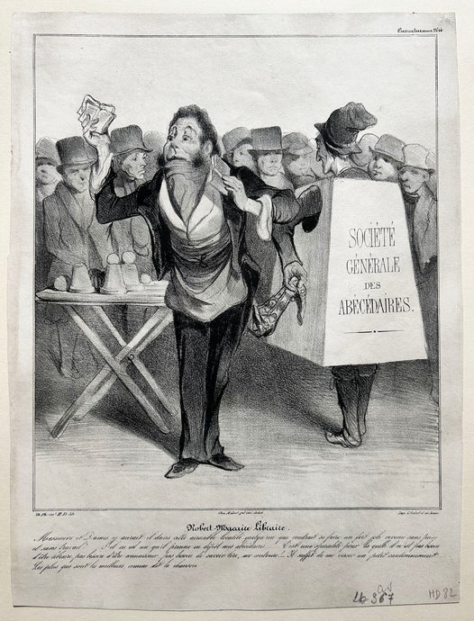 Honoré DAUMIER Robert-Macaire libraire (Escamoteur).  1836-1838. Lithographie. 