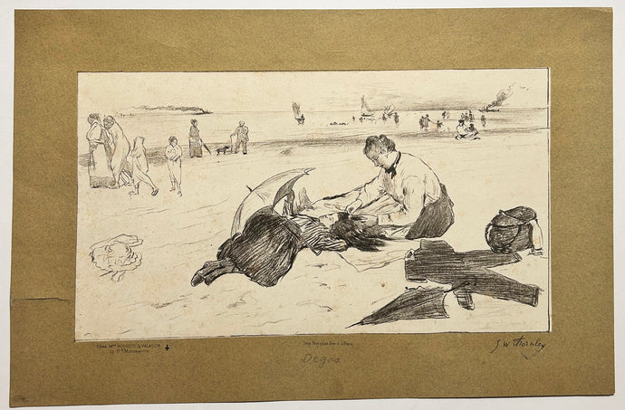 THORNLEY Sur la plage.  1889. Lithographie d'après Edgar Degas. 