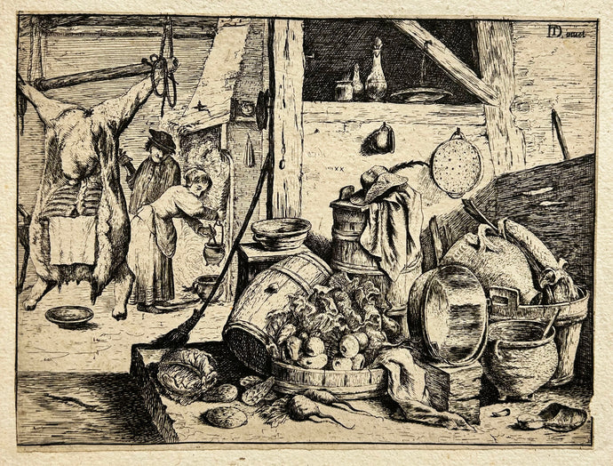 David TENIERS le jeune. La cuisine flamande ou Intérieur de cuisine. Eau-forte.