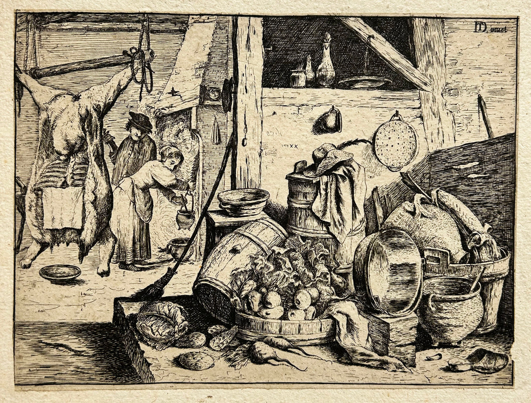 David TENIERS le jeune. La cuisine flamande ou Intérieur de cuisine. Eau-forte.