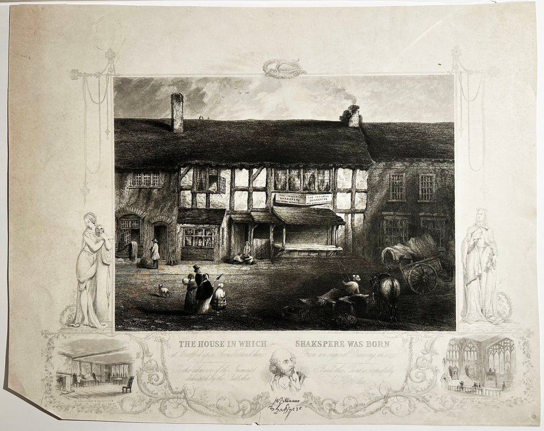 ELLIS The House in which Shakespere was born (at Stratford upon Avon). Maison natale de Shakespeare à Stratford-upon-Avon dans le Warwickshire en Angleterre.  c.1850.