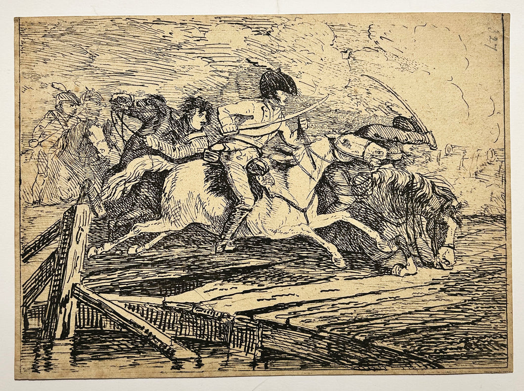 GESSNER Johann Conrad Cavalerie chargeant. Lithographie. 