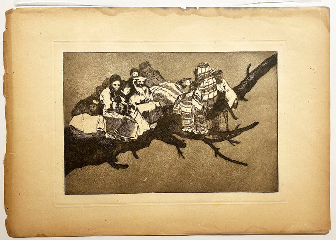 GOYA Disparate ridiculo (Etrange sottise). Andarse por las ramas.  1815-1824. Gravure originale. 
