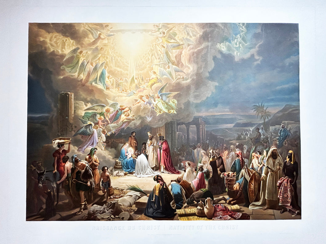 JAZET Naissance du Christ. Nativity of the Christ. 1851. Aquatinte en coloris ancien, sur papier vélin. 