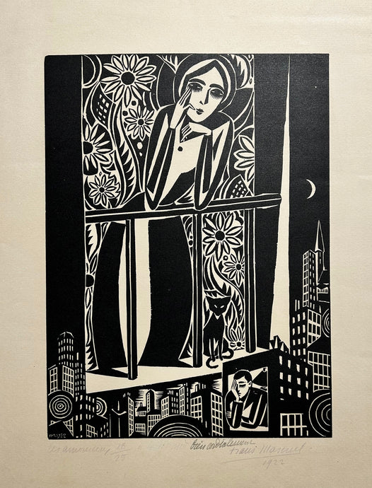 Frans MASEREEL Les amoureux.  1922. Bois gravé, signé par l'artiste. 