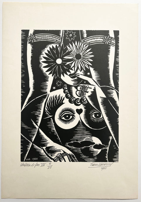 Frans MASEREEL Histoire de fou VII.  1960. Bois gravé, signé par l'artiste. 