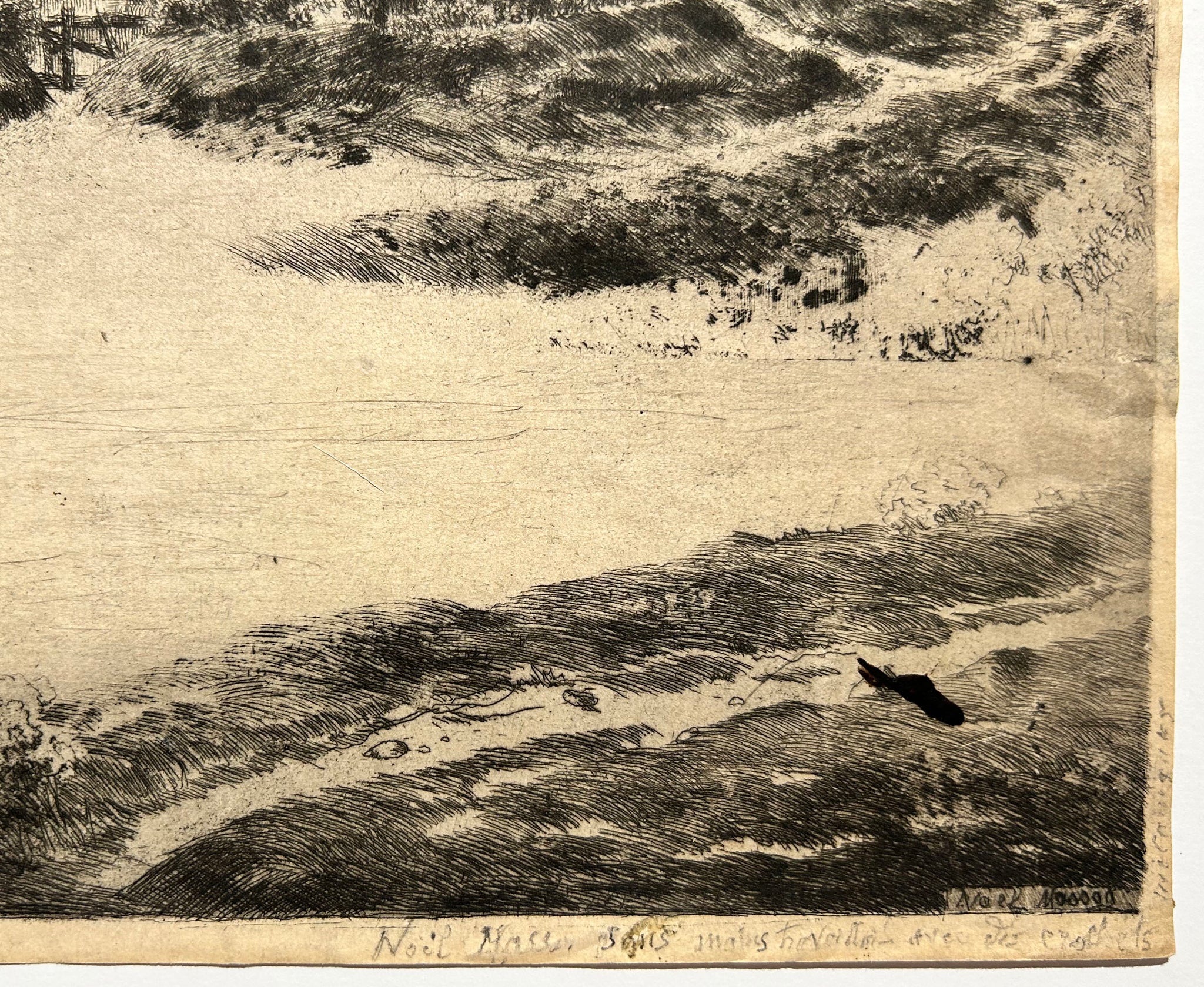 [Paysage; chaumières près d'une rivière].