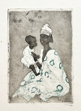 Charger l&#39;image dans la galerie, Emil ORLIK Femme soudanaise avec enfant.  c.1912. Gravure originale en couleurs, signée par l&#39;artiste. 
